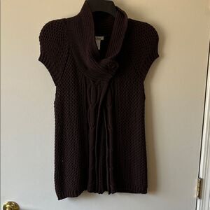 Belle Amie Chunky Knit Open Sweater vest  Size L GUC Brown